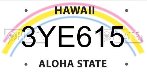 3YE615 Hawaii License Plate