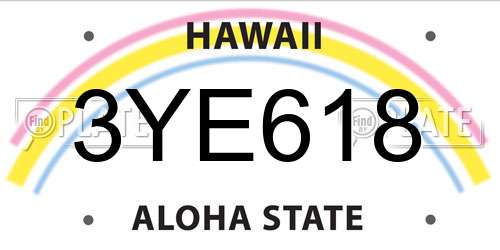3YE618 Hawaii License Plate