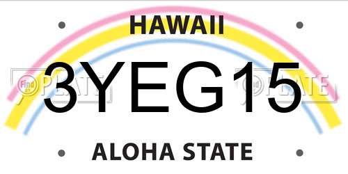 3YEG15 Hawaii License Plate