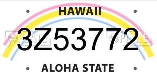 3Z53772 Hawaii License Plate