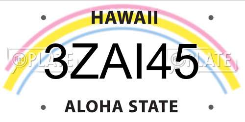 3ZAI45 Hawaii License Plate
