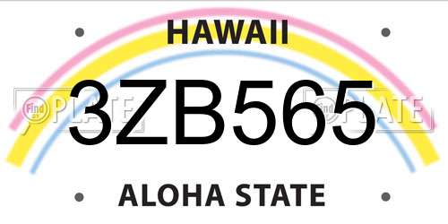 3ZB565 Hawaii License Plate