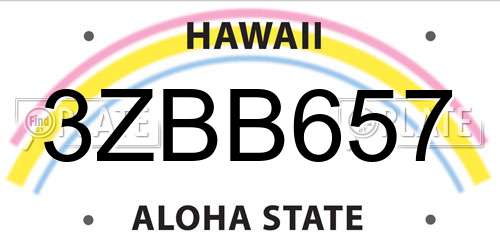 3ZBB657 Hawaii License Plate