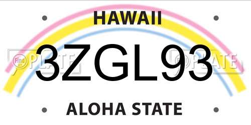 3ZGL93 Hawaii License Plate