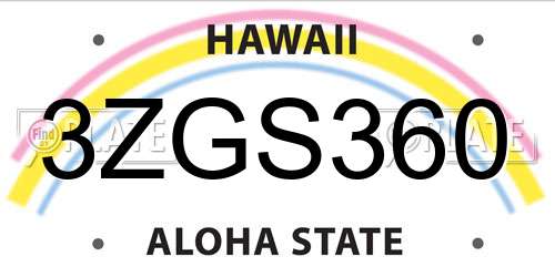 3ZGS360 Hawaii License Plate