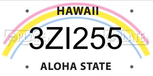 3ZI255 Hawaii License Plate
