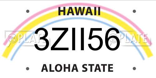 3ZII56 Hawaii License Plate