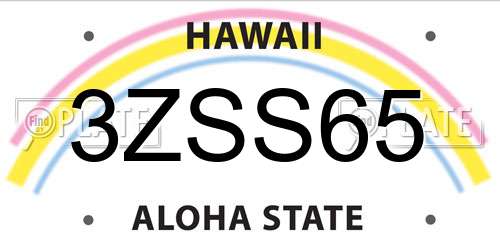 3ZSS65 Hawaii License Plate