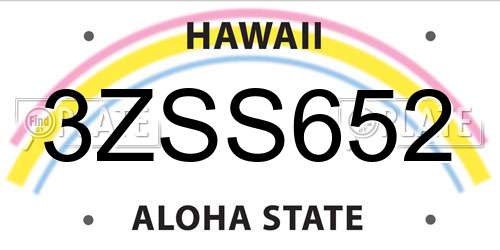 3ZSS652 Hawaii License Plate