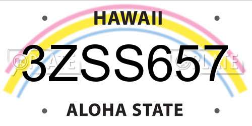 3ZSS657 Hawaii License Plate