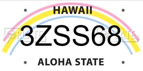 3ZSS68 Hawaii License Plate