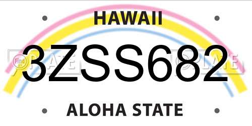 3ZSS682 Hawaii License Plate