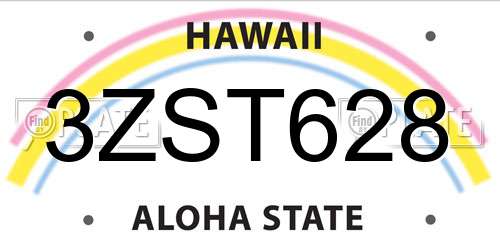 3ZST628 Hawaii License Plate