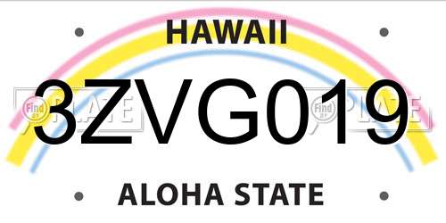 3ZVG019 Hawaii License Plate