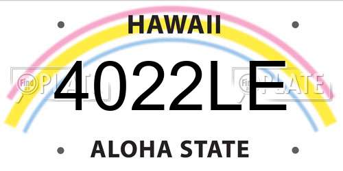 4022LE Hawaii License Plate