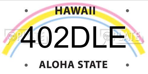 402DLE Hawaii License Plate
