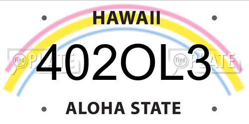 402OL3 Hawaii License Plate