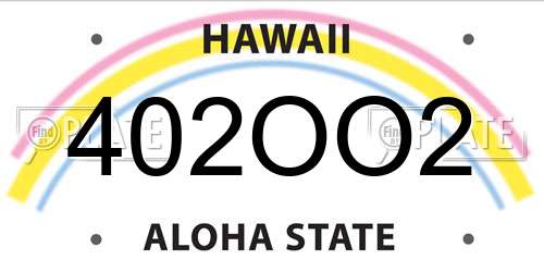 402OO2 Hawaii License Plate