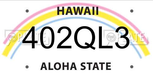 402QL3 Hawaii License Plate