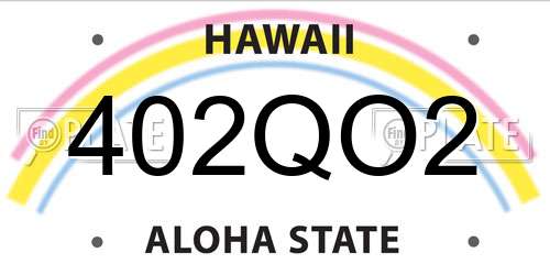402QO2 Hawaii License Plate