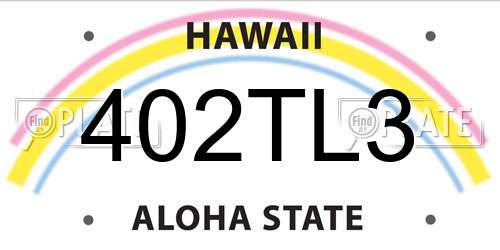 402TL3 Hawaii License Plate