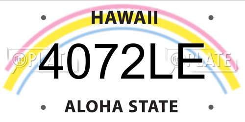 4072LE Hawaii License Plate