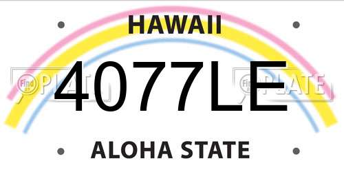 4077LE Hawaii License Plate