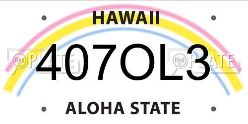 407OL3 Hawaii License Plate