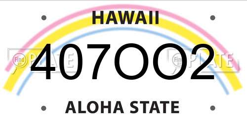 407OO2 Hawaii License Plate