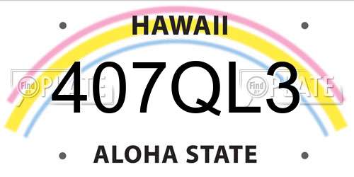 407QL3 Hawaii License Plate