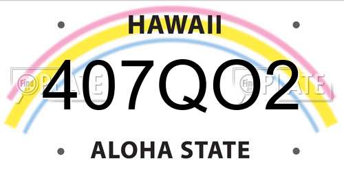 407QO2 Hawaii License Plate
