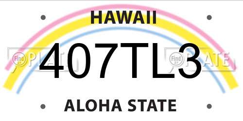 407TL3 Hawaii License Plate