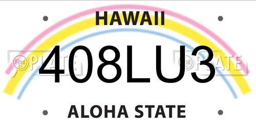 408LU3 Hawaii License Plate