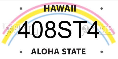 408ST4 Hawaii License Plate