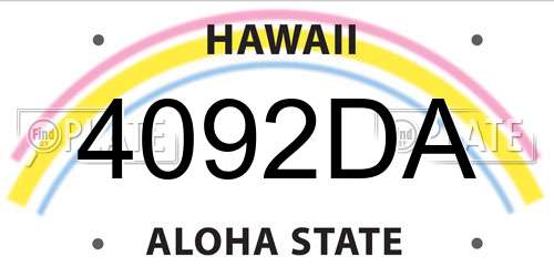 4092DA Hawaii License Plate