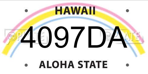 4097DA Hawaii License Plate