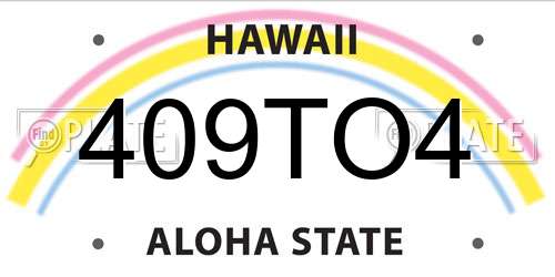 409TO4 Hawaii License Plate