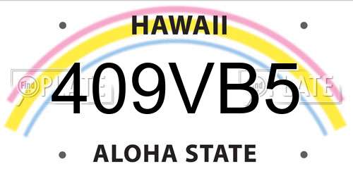 409VB5 Hawaii License Plate