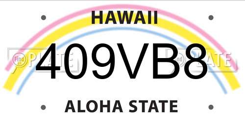 409VB8 Hawaii License Plate