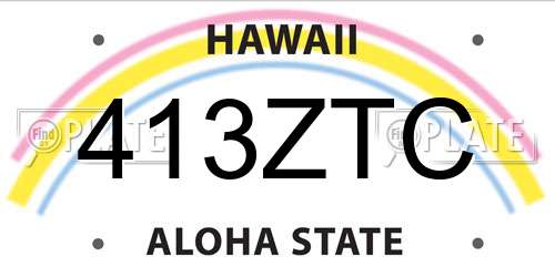 413ZTC Hawaii License Plate