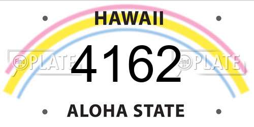 4162 Hawaii License Plate