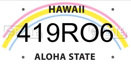419RO6 Hawaii License Plate