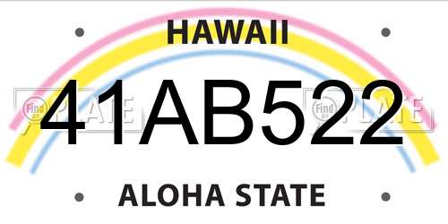 41AB522 Hawaii License Plate