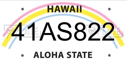 41AS822 Hawaii License Plate