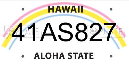 41AS827 Hawaii License Plate