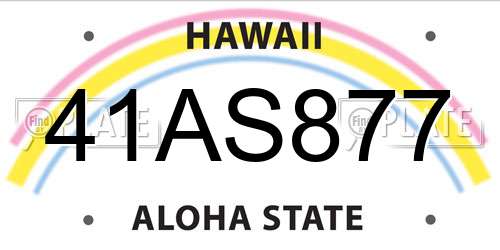 41AS877 Hawaii License Plate