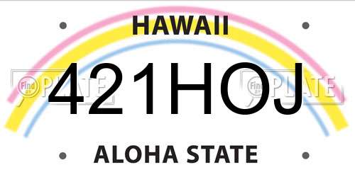 421HOJ Hawaii License Plate