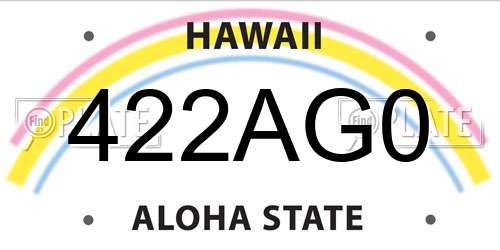 422AG0 Hawaii License Plate