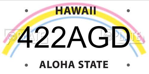 422AGD Hawaii License Plate