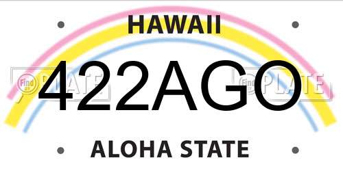 422AGO Hawaii License Plate
